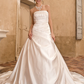 Princess A-Line Wedding Dresses Strapless Chapel Train Satin Sleeveless Long
