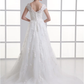 A-Line Wedding Dresses Sweetheart Neckline Court Train Lace Satin Tulle Cap Sleeve with Beading