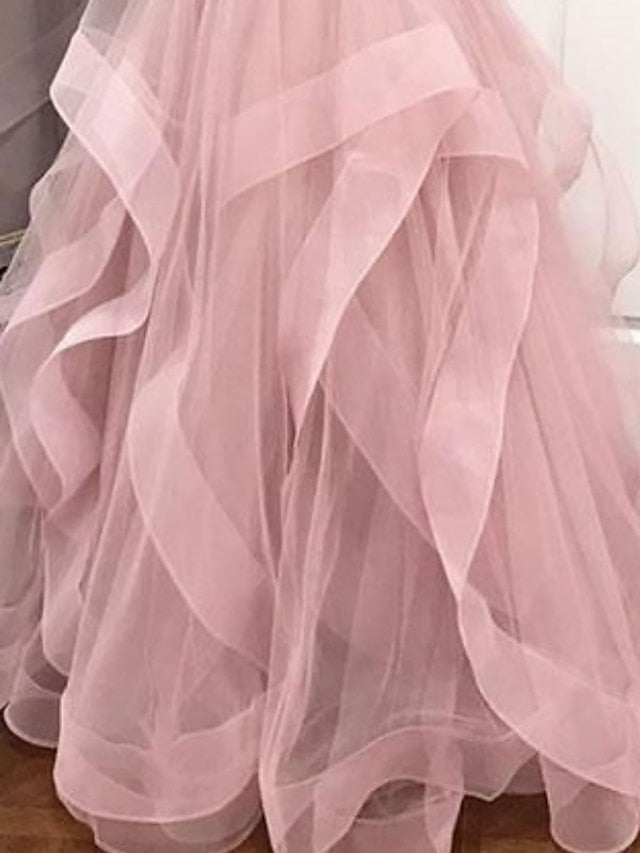 A-Line/Princess V-Neck Floor-Length Prom Dresses Sexy Evening Dresses