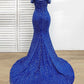 Sheath/Column Off-The-Shoulder Floor-Length Prom Dresses Sparkly Evening Dresses