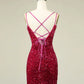 Homecoming Dress Sparkly Sequin Double Spaghetti Straps Tight Sexy