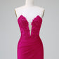 Classy Bodycon Strapless Pleated Short Homecoming Dress with Beading Sexy