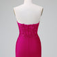 Classy Bodycon Strapless Pleated Short Homecoming Dress with Beading Sexy