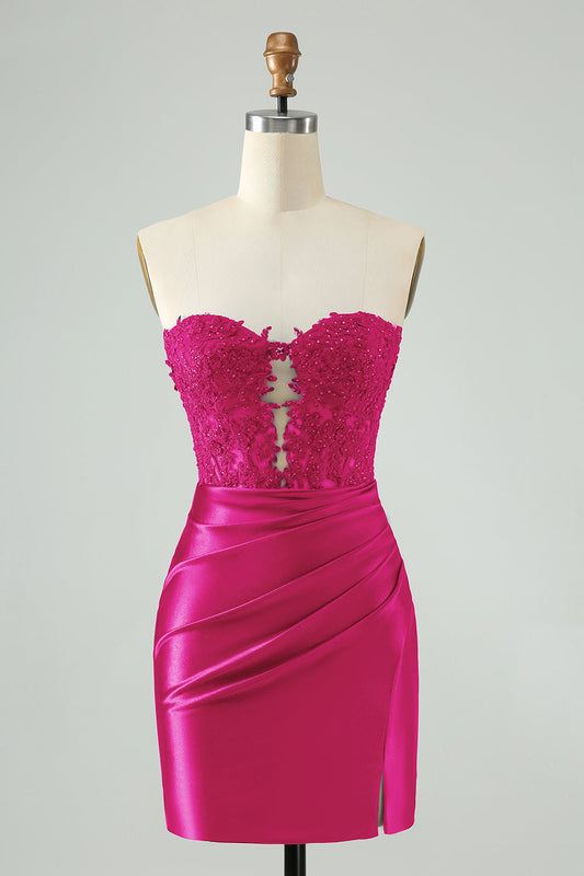 Sexy Bodycon Sweetheart Corset Hollow Out Beaded Short Homecoming Dress Sexy