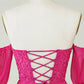Fuchsia A-Line CorsetChiffon Short Homecoming Dress with Lace Off Shoulder