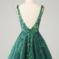Sparkly Dark Green A Line Glitter Short Homecoming Dress with Sequins Sexy