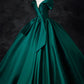 A-Line Formal Satin Floor Length V-Neck Evening Dresses Elegant Prom Dress