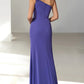 Sheath One Shoulder Floor Length Mother Of The Bride Dresses With Slit Evening Dress