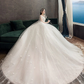 Princess Ball Gown Wedding Dresses Jewel Neck Chapel Train Lace Tulle Sleeveless Formal Luxurious