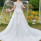 Princess Ball Gown Wedding Dresses Off Shoulder Cathedral Train Lace Tulle Sleeveless Formal Romantic Luxurious Sparkle & Shine Plus Size with Beading