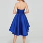 A-Line Minimalist Sexy Engagement Cocktail Party Dress Sweetheart Neckline Sleeveless Asymmetrical Short Mini Satin