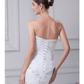 Wedding Dresses Strapless Chapel Train Organza Satin Strapless with Beading