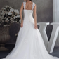 A-Line Wedding Dresses Sweetheart Neckline Chapel Train Lace Tulle Spaghetti Strap with Beading