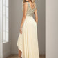 Sexy High-Low Maxi Chiffon Evening Dresses with Sequin Sexy Sparkly