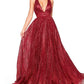 Gold Deep V-neck Prom Dresses Tulle Formal Dresses Long Evening Dresses Sparkly
