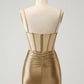 Chic Bodycon Pleated Corset Short Homecoming Dress with Beading Sexy