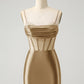 Chic Bodycon Pleated Corset Short Homecoming Dress with Beading Sexy