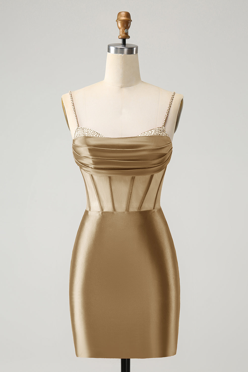 Chic Bodycon Pleated Corset Short Homecoming Dress with Beading Sexy