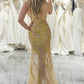 Sparkly Golden Mermaid Sequins Long Prom Dress with Split Front Sexy Evening Dresses
