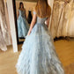 Gorgeous Tulle Tiered Off The Shoulder Gradient Prom Dress With Appliques Beautiful