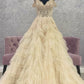 Gorgeous Tulle Tiered Off The Shoulder Gradient Prom Dress With Appliques Beautiful