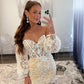 Gorgeous Strapless Tight Lace Homecoming Dress With Detachable Sleeves Off Shoulder