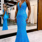 Gougeous Deep V-Neck Mermaid Long Prom Dress