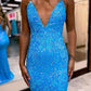 Gougeous Deep V-Neck Mermaid Long Prom Dress