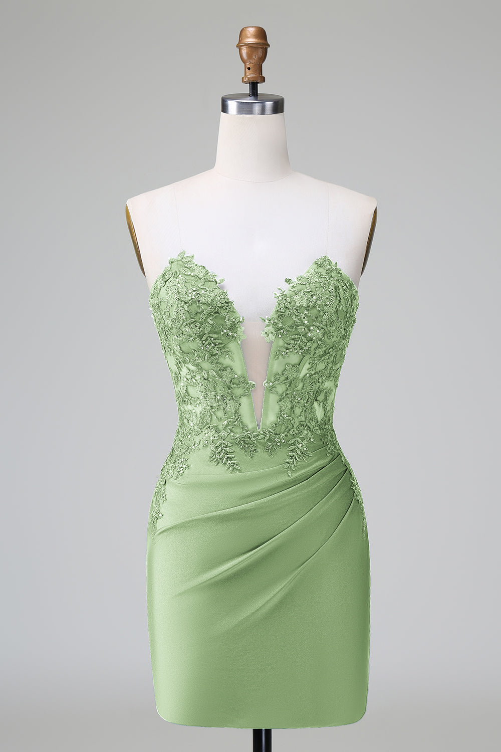 Classy Bodycon Strapless Pleated Short Homecoming Dress with Beading Sexy