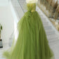 A-Line Tulle Long Prom Dress Pure Color