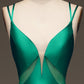 Green Mermaid Prom Dress with Lace-up Back V-neck Satin Sexy