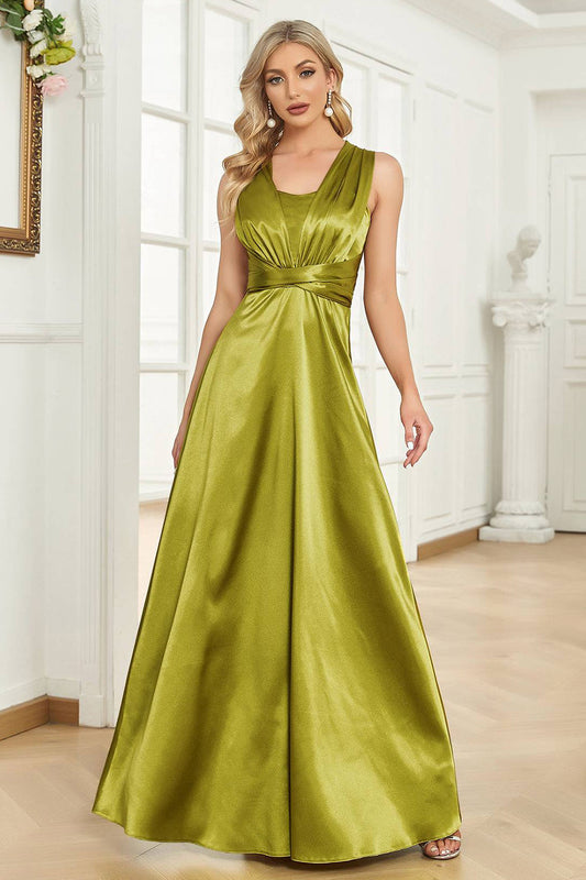 Sparkly Green Sheath Long Satin Prom Dress Sexy Evening Dresses