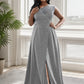 Plus Size Spaghetti Strap Shiny Formal Evening Dress for Wedding Sexy