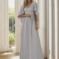 Deep V Neck Lace Bodice Long Flowy Evening Dress Sexy