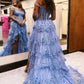 Shoulder Long Tiered Prom Dress With Appliques Off Shoulder