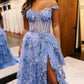 Shoulder Long Tiered Prom Dress With Appliques Off Shoulder