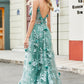 Glitter A-Line Spaghetti Straps Long Corset Prom Dress With Lace Flower Beautiful