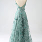 Glitter Lace Flower Long Corset Prom Dress Beautiful With Flowers