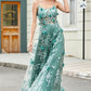 Glitter A-Line Spaghetti Straps Long Corset Prom Dress With Lace Flower Beautiful