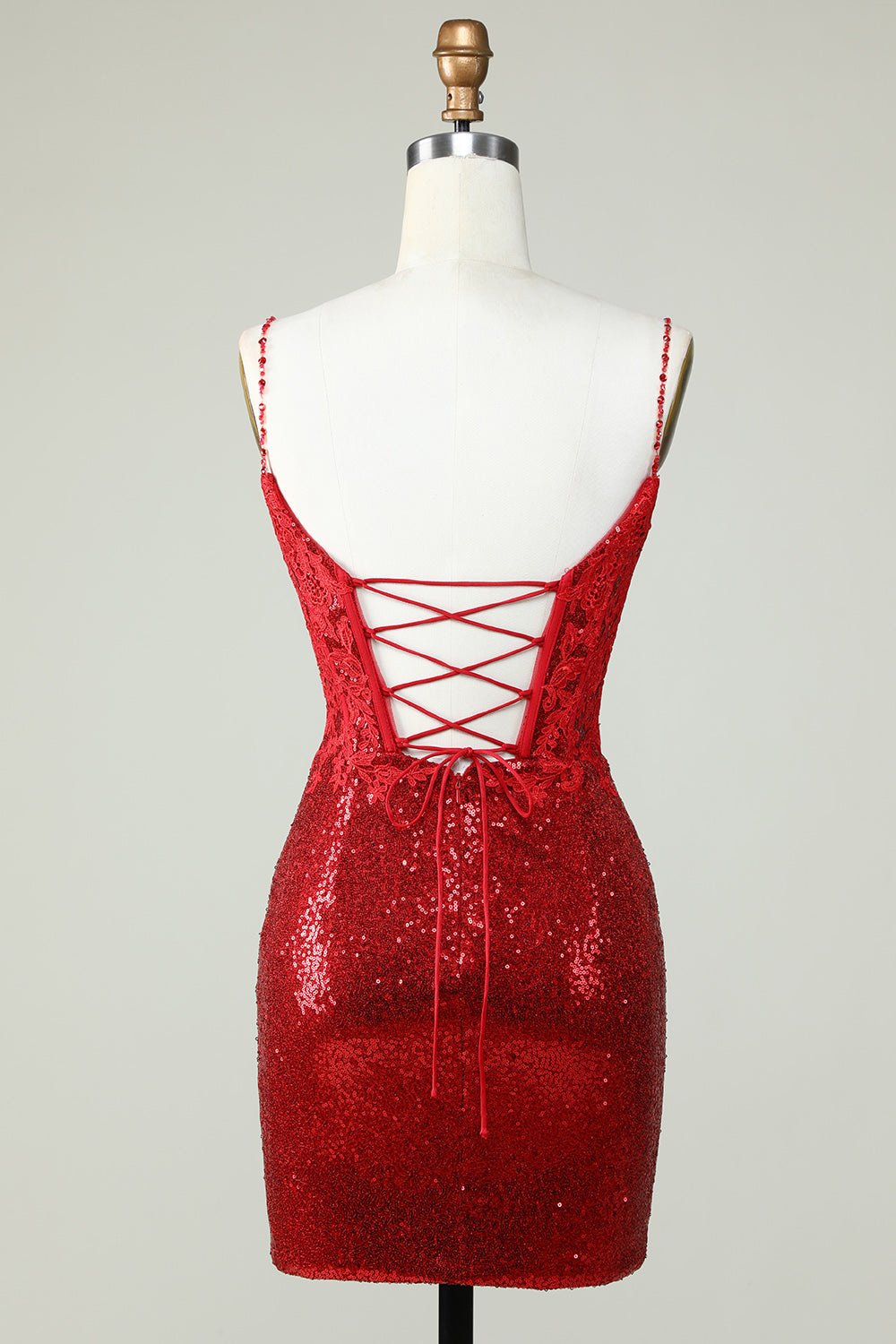 Spaghetti Straps Tight Seuqins Homecoming Dress With Appliques Short