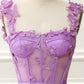 Purple A-Line Corset Homecoming Dress With Butterflies Short