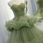 A-line Sweetheat Pleated Tulle Prom Dress Green Floor Length Beautiful