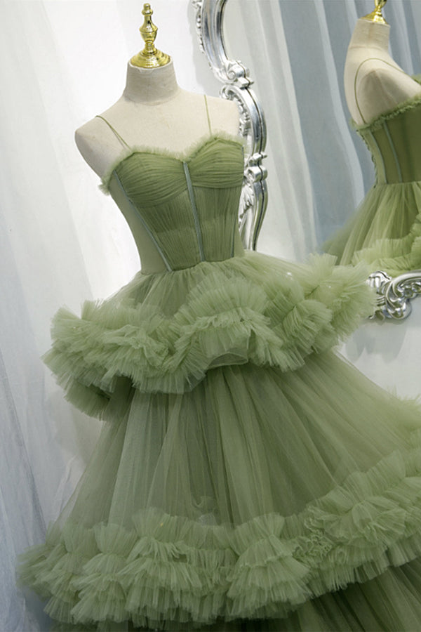 A-line Sweetheat Pleated Tulle Prom Dress Green Floor Length Beautiful