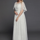 A-Line Wedding Dresses Illusion Neck Jewel Neck Floor Length Lace Tulle Half Sleeve Formal Boho Little White Dress See-Through with Beading Lace