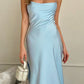 Sweet and elegant solid color bandage backless flower U-neck one-step dress evening dress With Slit