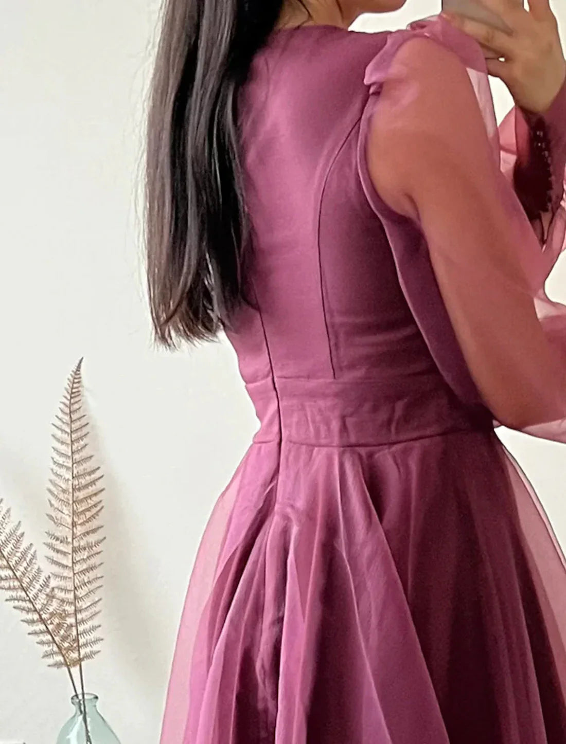 A-Line Wedding Guest Dresses Tiered Plisse Dress Cocktail Party Semi Formal Tea Length Short Sleeve V Neck Belt / Sash Chiffon with Beading Elegant