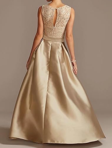 A-line/Princess collar sleeveless pleated lace mother of the bride dress Evening Dresses With Bow
