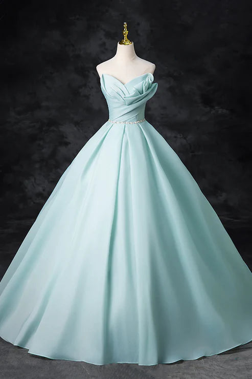 A-Line Strapless Formal Tulle Floor Length Evening Dress Off Shoulder Prom Dress