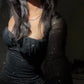Shiny Black Tulle Long Sleeves Mini Prom Dress Bodycon Homecoming Dress Sexy Party Dress