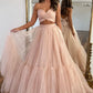 Sweet A-Line Sweetheart Long Tulle Prom Dress With Detachable Sleeves Solid Color